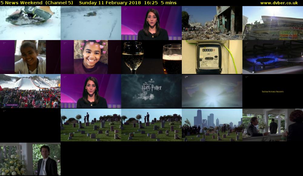 5 News Weekend  (Channel 5) Sunday 11 February 2018 16:25 - 16:30