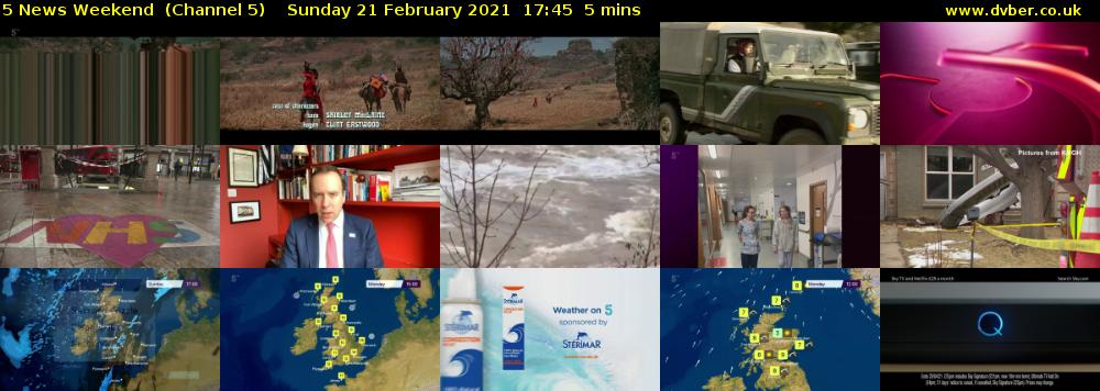 5 News Weekend  (Channel 5) Sunday 21 February 2021 17:45 - 17:50