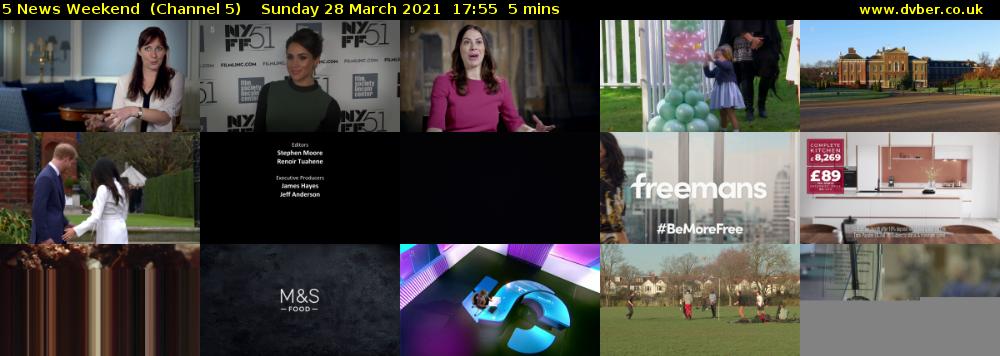 5 News Weekend  (Channel 5) Sunday 28 March 2021 17:55 - 18:00