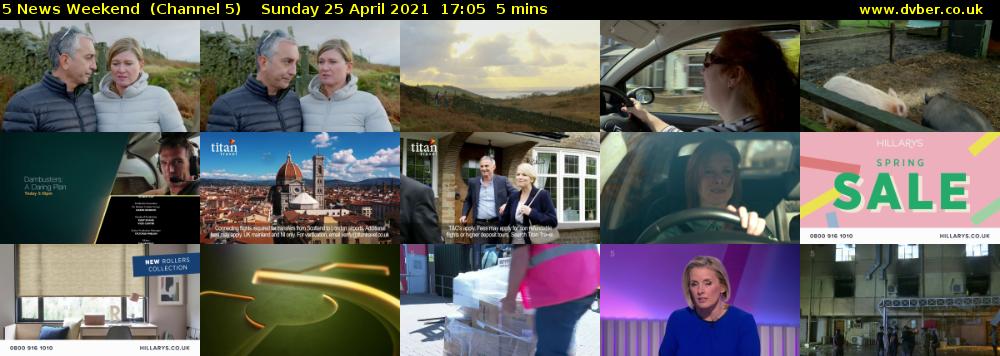 5 News Weekend  (Channel 5) Sunday 25 April 2021 17:05 - 17:10