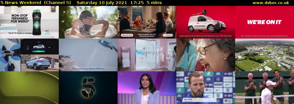 5 News Weekend  (Channel 5) Saturday 10 July 2021 17:25 - 17:30