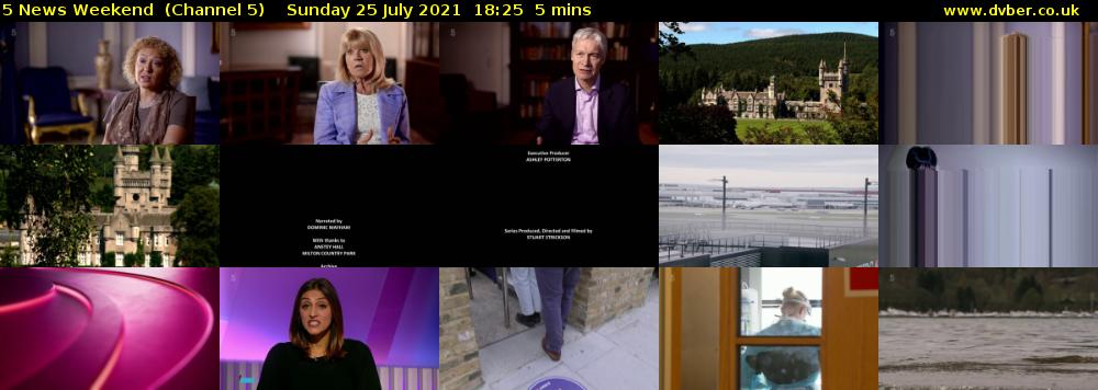 5 News Weekend  (Channel 5) Sunday 25 July 2021 18:25 - 18:30