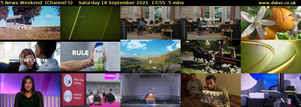 5 News Weekend  (Channel 5) Saturday 18 September 2021 17:55 - 18:00