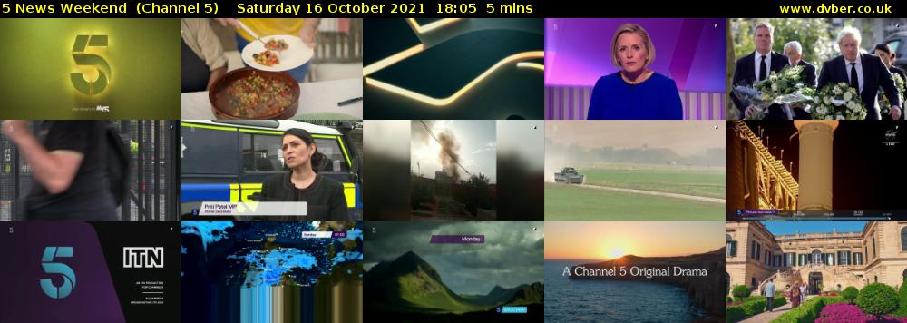5 News Weekend  (Channel 5) Saturday 16 October 2021 18:05 - 18:10