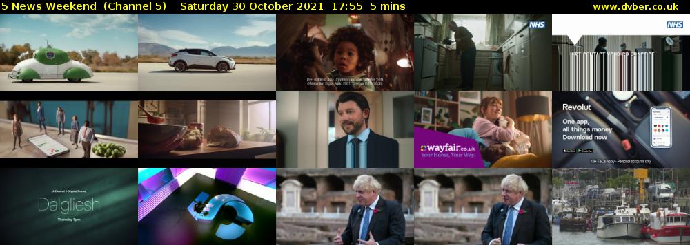 5 News Weekend  (Channel 5) Saturday 30 October 2021 17:55 - 18:00