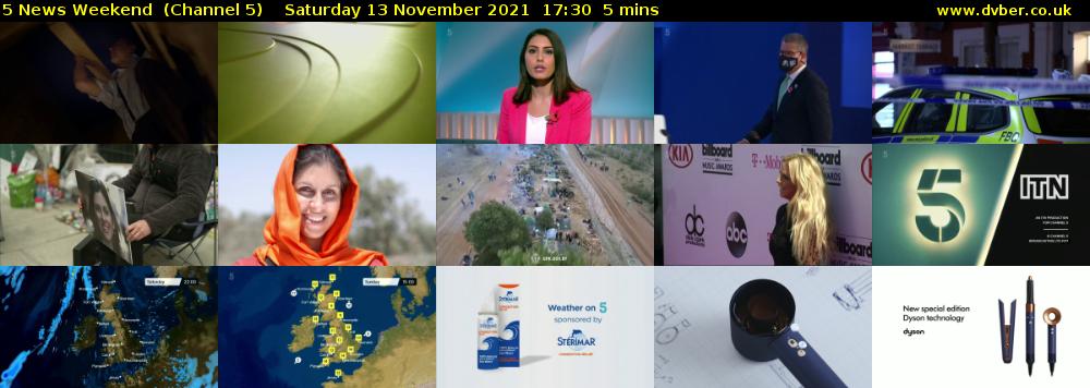 5 News Weekend  (Channel 5) Saturday 13 November 2021 17:30 - 17:35