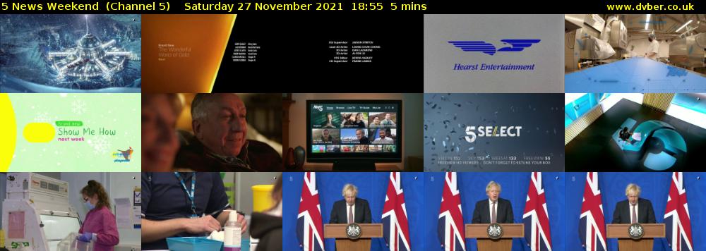 5 News Weekend  (Channel 5) Saturday 27 November 2021 18:55 - 19:00