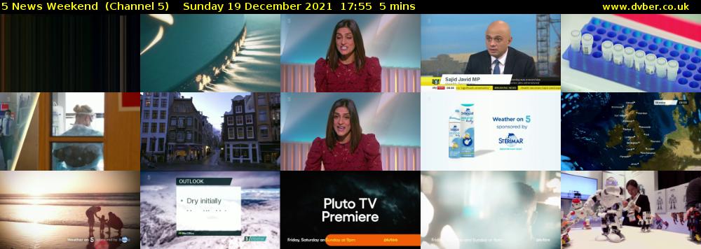 5 News Weekend  (Channel 5) Sunday 19 December 2021 17:55 - 18:00