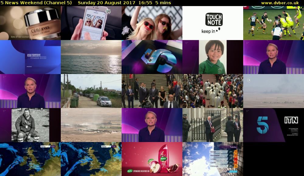 5 News Weekend (Channel 5) Sunday 20 August 2017 16:55 - 17:00