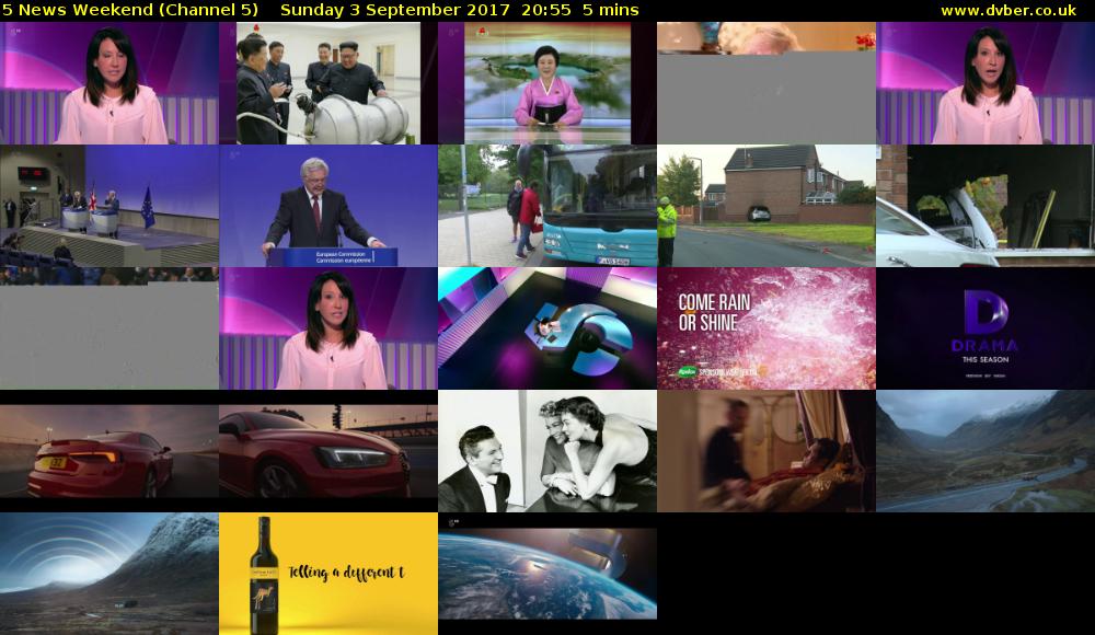 5 News Weekend (Channel 5) Sunday 3 September 2017 20:55 - 21:00