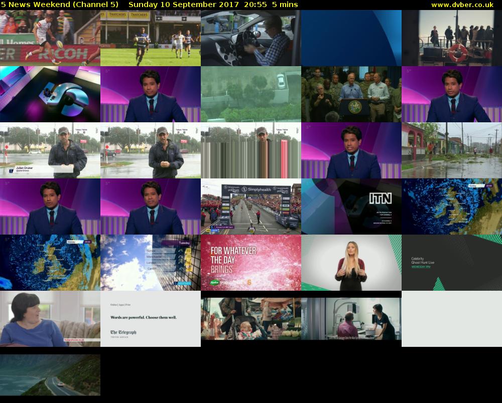 5 News Weekend (Channel 5) Sunday 10 September 2017 20:55 - 21:00
