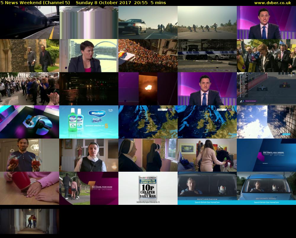 5 News Weekend (Channel 5) Sunday 8 October 2017 20:55 - 21:00