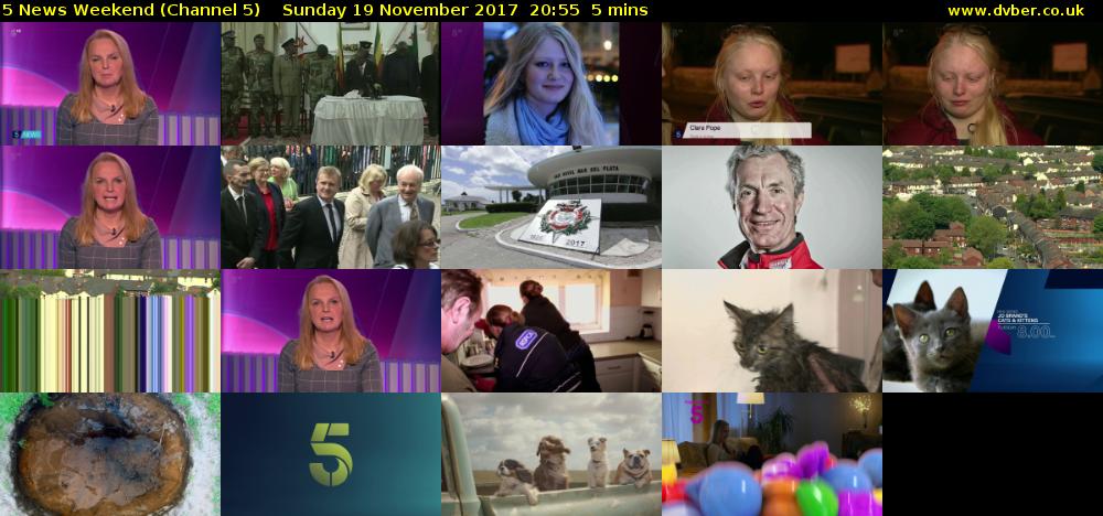 5 News Weekend (Channel 5) Sunday 19 November 2017 20:55 - 21:00