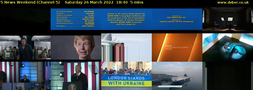 5 News Weekend (Channel 5) Saturday 26 March 2022 18:40 - 18:45