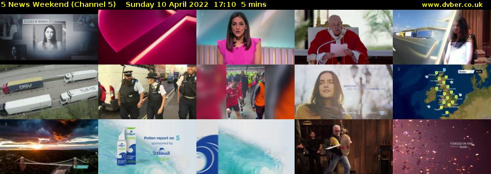 5 News Weekend (Channel 5) Sunday 10 April 2022 17:10 - 17:15