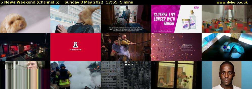 5 News Weekend (Channel 5) Sunday 8 May 2022 17:55 - 18:00