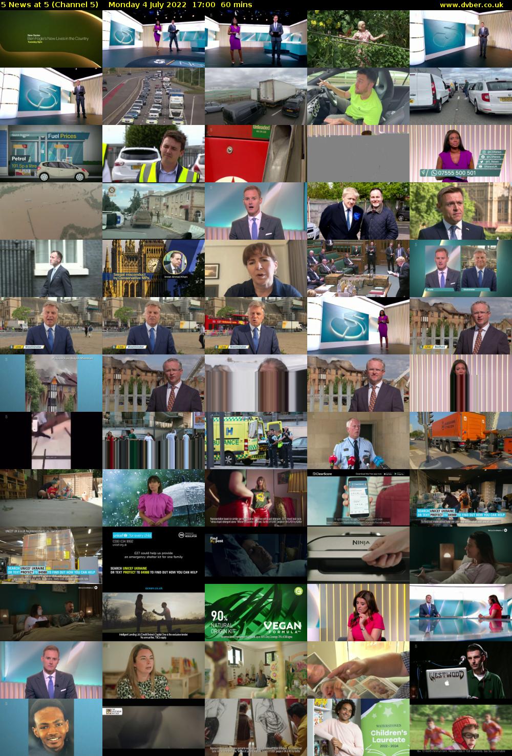 5 News at 5 (Channel 5) Monday 4 July 2022 17:00 - 18:00