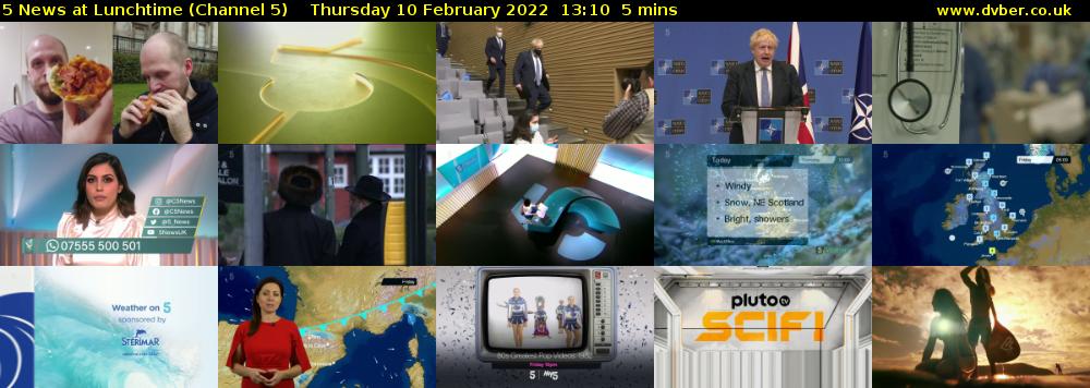 5 News at Lunchtime (Channel 5) Thursday 10 February 2022 13:10 - 13:15
