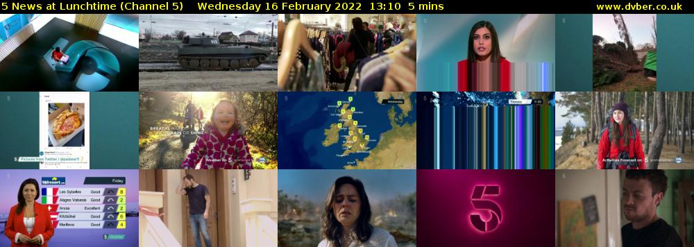 5 News at Lunchtime (Channel 5) Wednesday 16 February 2022 13:10 - 13:15