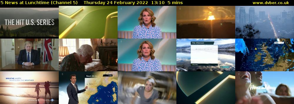 5 News at Lunchtime (Channel 5) Thursday 24 February 2022 13:10 - 13:15