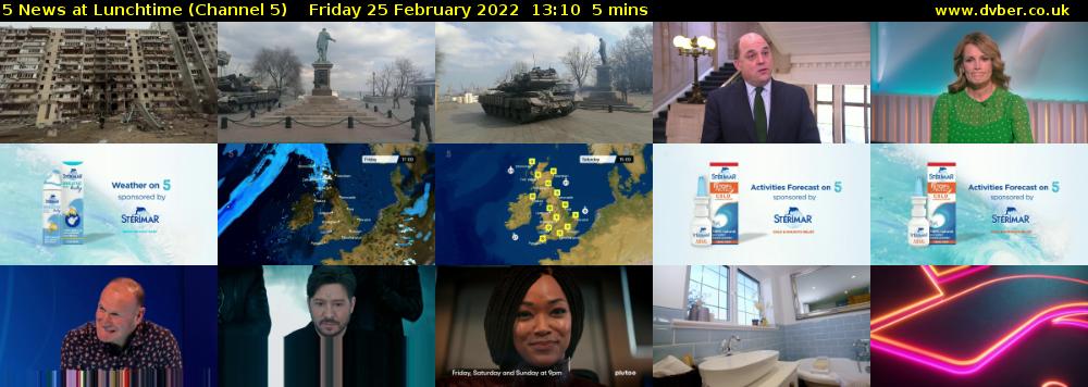 5 News at Lunchtime (Channel 5) Friday 25 February 2022 13:10 - 13:15