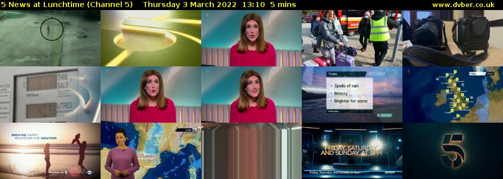 5 News at Lunchtime (Channel 5) Thursday 3 March 2022 13:10 - 13:15