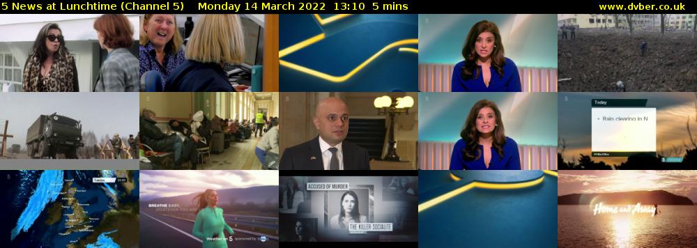 5 News at Lunchtime (Channel 5) Monday 14 March 2022 13:10 - 13:15