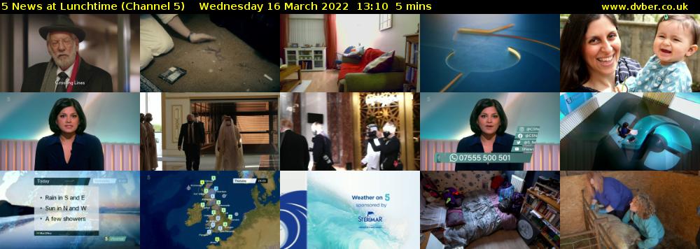 5 News at Lunchtime (Channel 5) Wednesday 16 March 2022 13:10 - 13:15