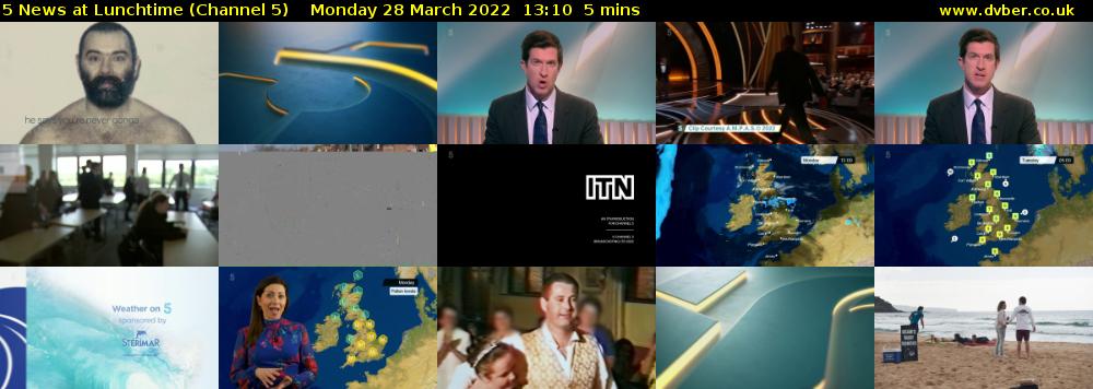 5 News at Lunchtime (Channel 5) Monday 28 March 2022 13:10 - 13:15