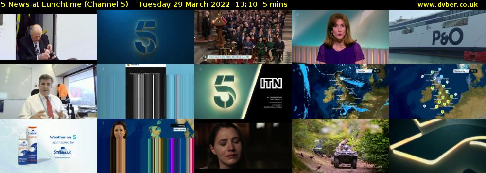 5 News at Lunchtime (Channel 5) Tuesday 29 March 2022 13:10 - 13:15