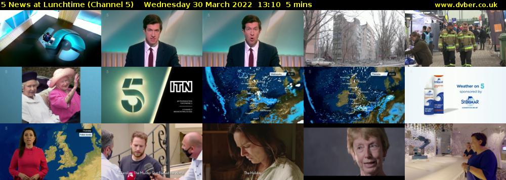 5 News at Lunchtime (Channel 5) Wednesday 30 March 2022 13:10 - 13:15
