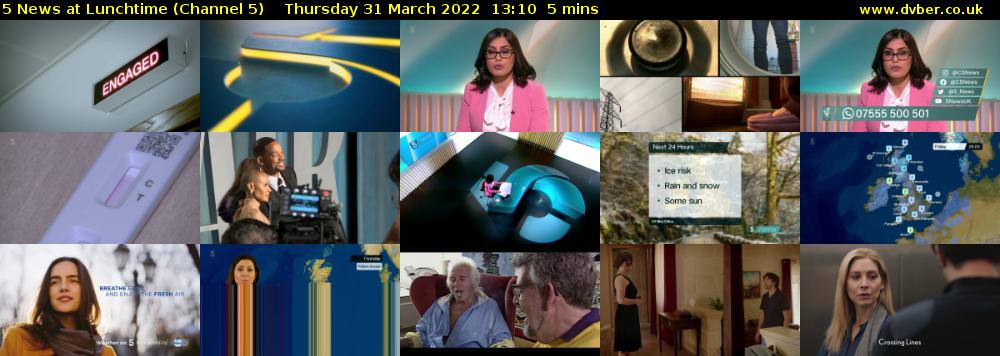 5 News at Lunchtime (Channel 5) Thursday 31 March 2022 13:10 - 13:15