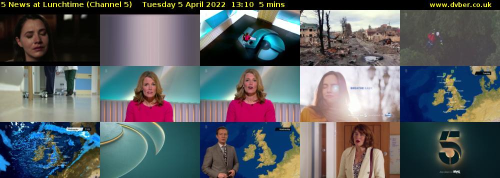 5 News at Lunchtime (Channel 5) Tuesday 5 April 2022 13:10 - 13:15