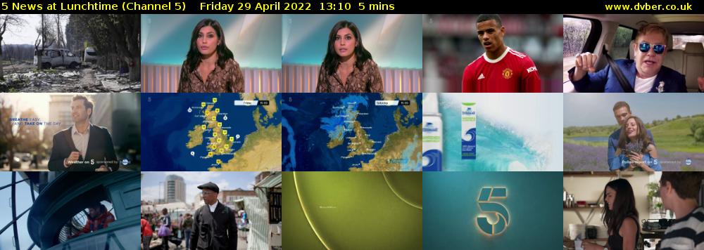 5 News at Lunchtime (Channel 5) Friday 29 April 2022 13:10 - 13:15