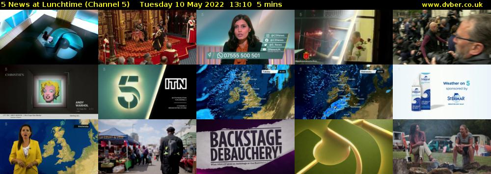 5 News at Lunchtime (Channel 5) Tuesday 10 May 2022 13:10 - 13:15