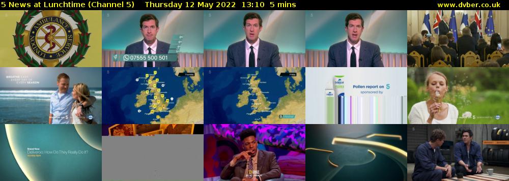 5 News at Lunchtime (Channel 5) Thursday 12 May 2022 13:10 - 13:15