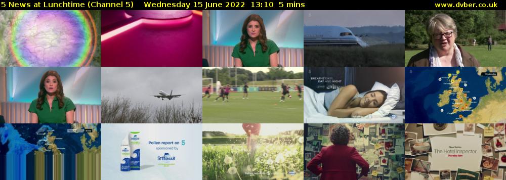 5 News at Lunchtime (Channel 5) Wednesday 15 June 2022 13:10 - 13:15