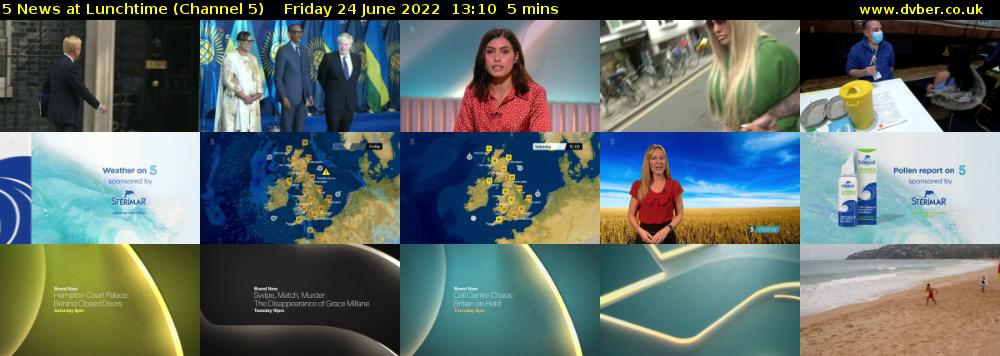 5 News at Lunchtime (Channel 5) Friday 24 June 2022 13:10 - 13:15