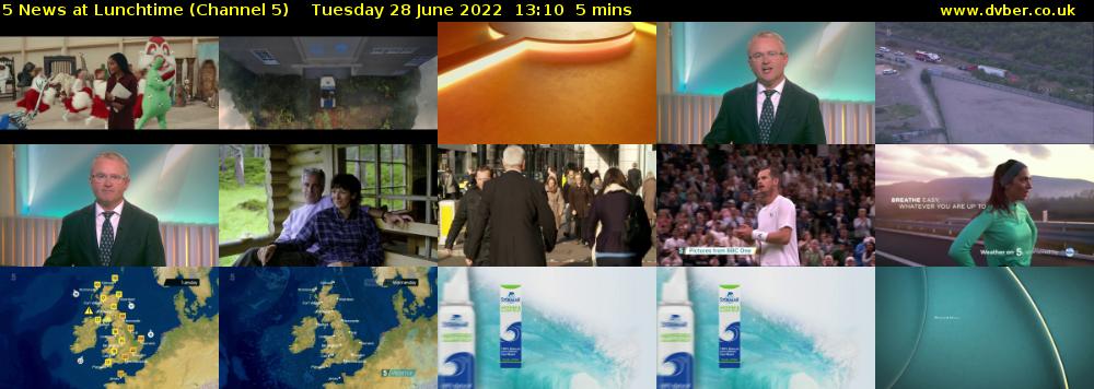 5 News at Lunchtime (Channel 5) Tuesday 28 June 2022 13:10 - 13:15