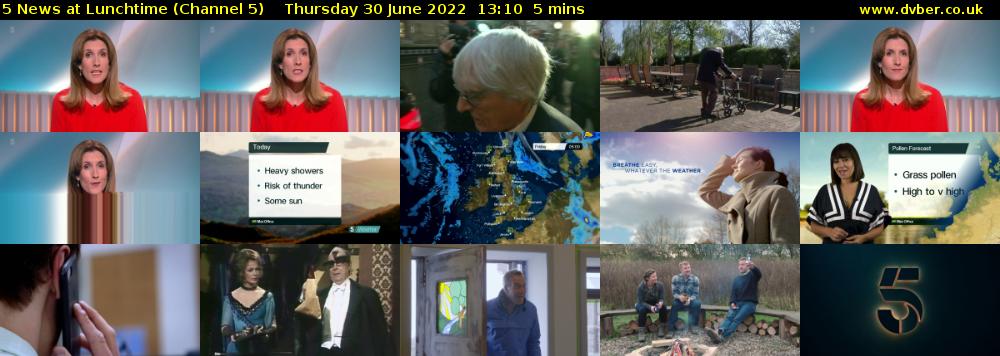 5 News at Lunchtime (Channel 5) Thursday 30 June 2022 13:10 - 13:15