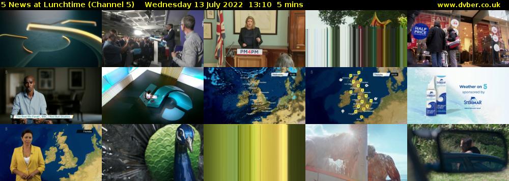 5 News at Lunchtime (Channel 5) Wednesday 13 July 2022 13:10 - 13:15