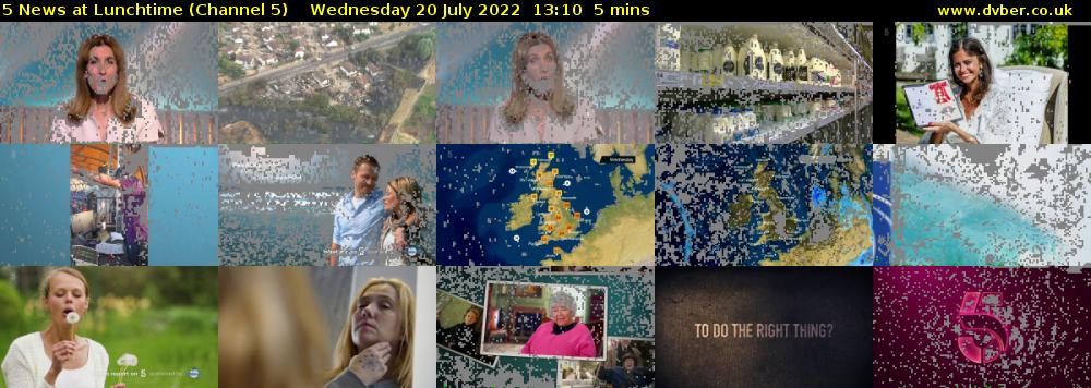 5 News at Lunchtime (Channel 5) Wednesday 20 July 2022 13:10 - 13:15