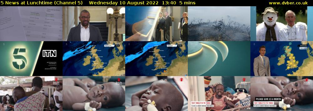 5 News at Lunchtime (Channel 5) Wednesday 10 August 2022 13:40 - 13:45