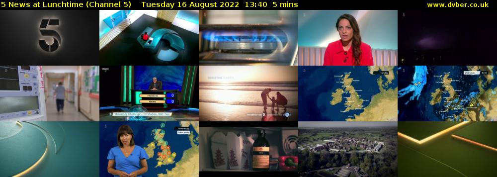 5 News at Lunchtime (Channel 5) Tuesday 16 August 2022 13:40 - 13:45