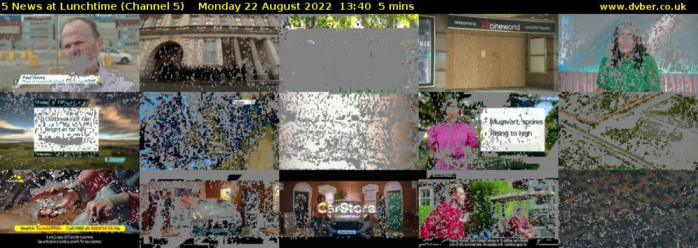 5 News at Lunchtime (Channel 5) Monday 22 August 2022 13:40 - 13:45