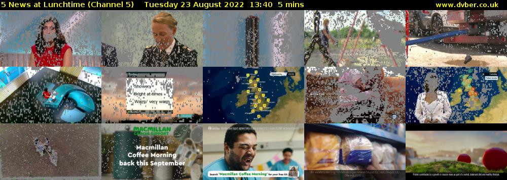 5 News at Lunchtime (Channel 5) Tuesday 23 August 2022 13:40 - 13:45