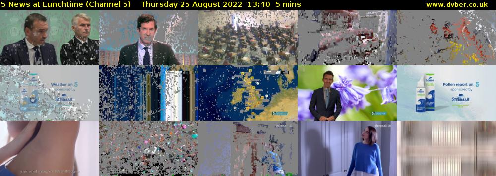 5 News at Lunchtime (Channel 5) Thursday 25 August 2022 13:40 - 13:45