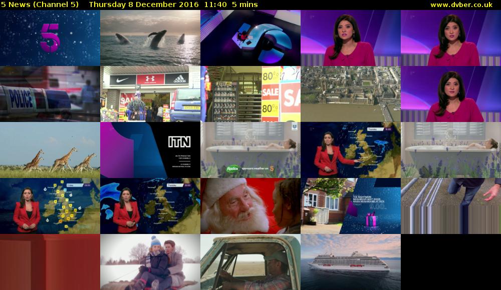 5 News (Channel 5) Thursday 8 December 2016 11:40 - 11:45