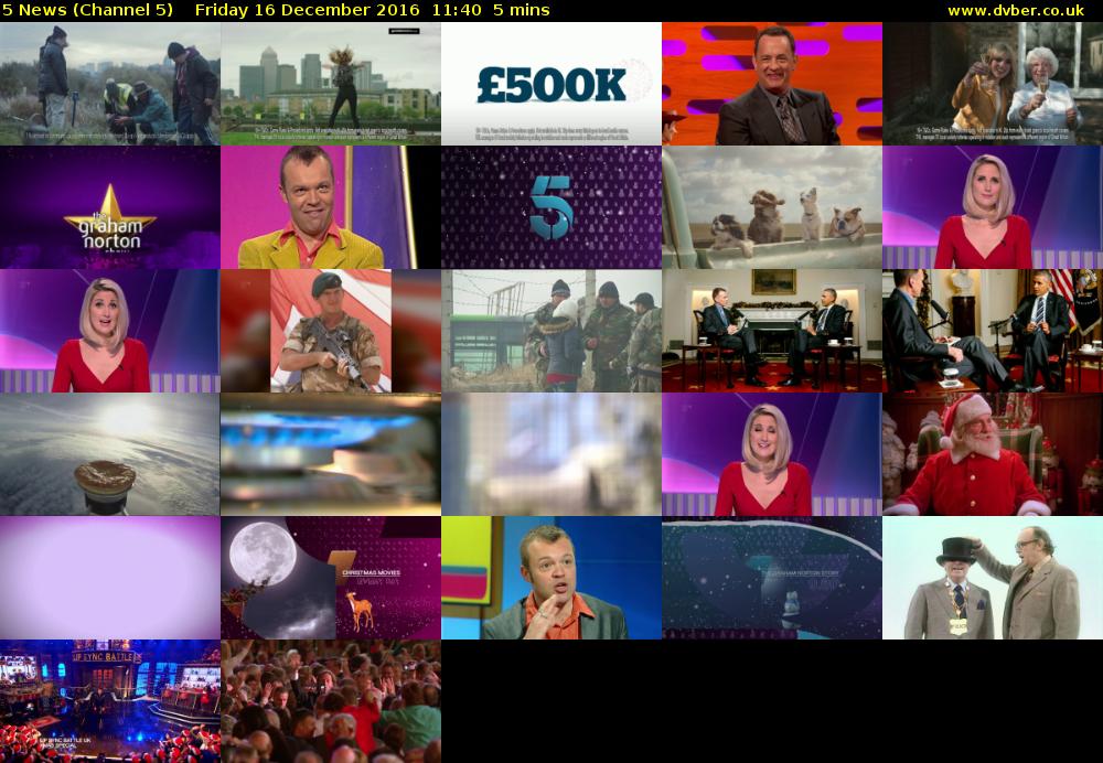 5 News (Channel 5) Friday 16 December 2016 11:40 - 11:45