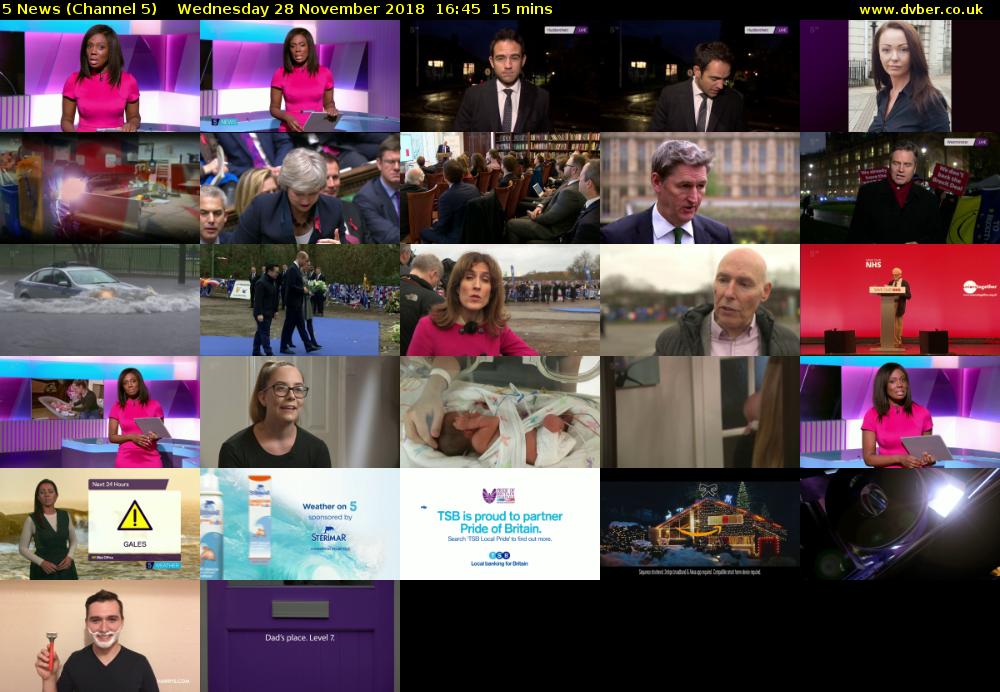 5 News (Channel 5) Wednesday 28 November 2018 16:45 - 17:00